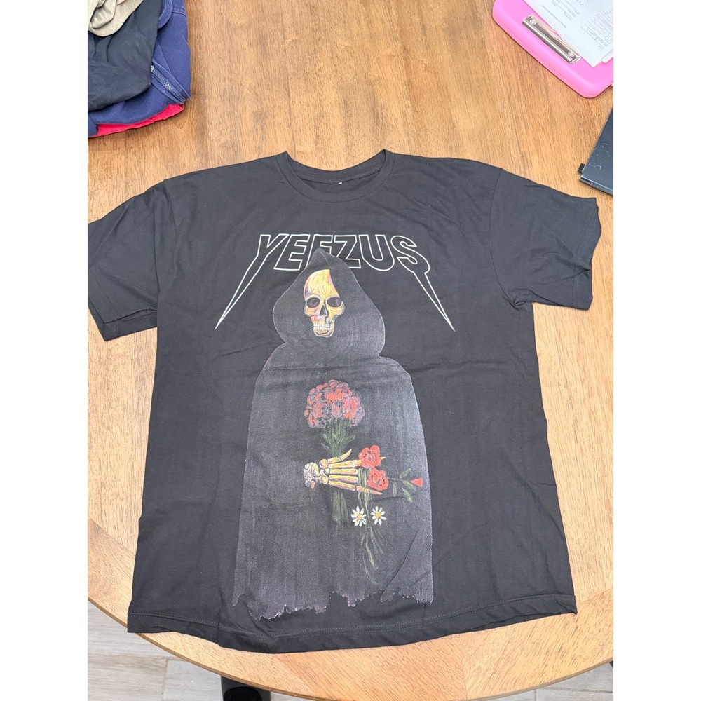 Yeezy Yeezus Tour Reaper Graphic T-Shirt Mens Large Black Kanye West Rap Tee